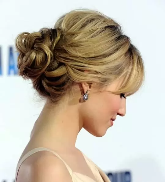 Messy Bun with Side Bangs